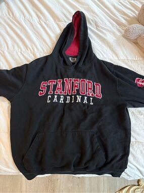 Stadium Athletics Black Hoodie with Red Hood Lining